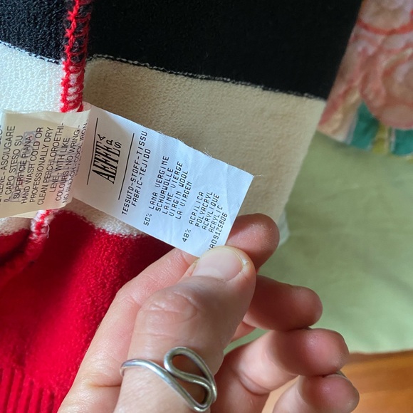 Moschino Cheap & Chic 90s wool blend ribbed apres ski red black cardigam sweater - Picture 5 of 9